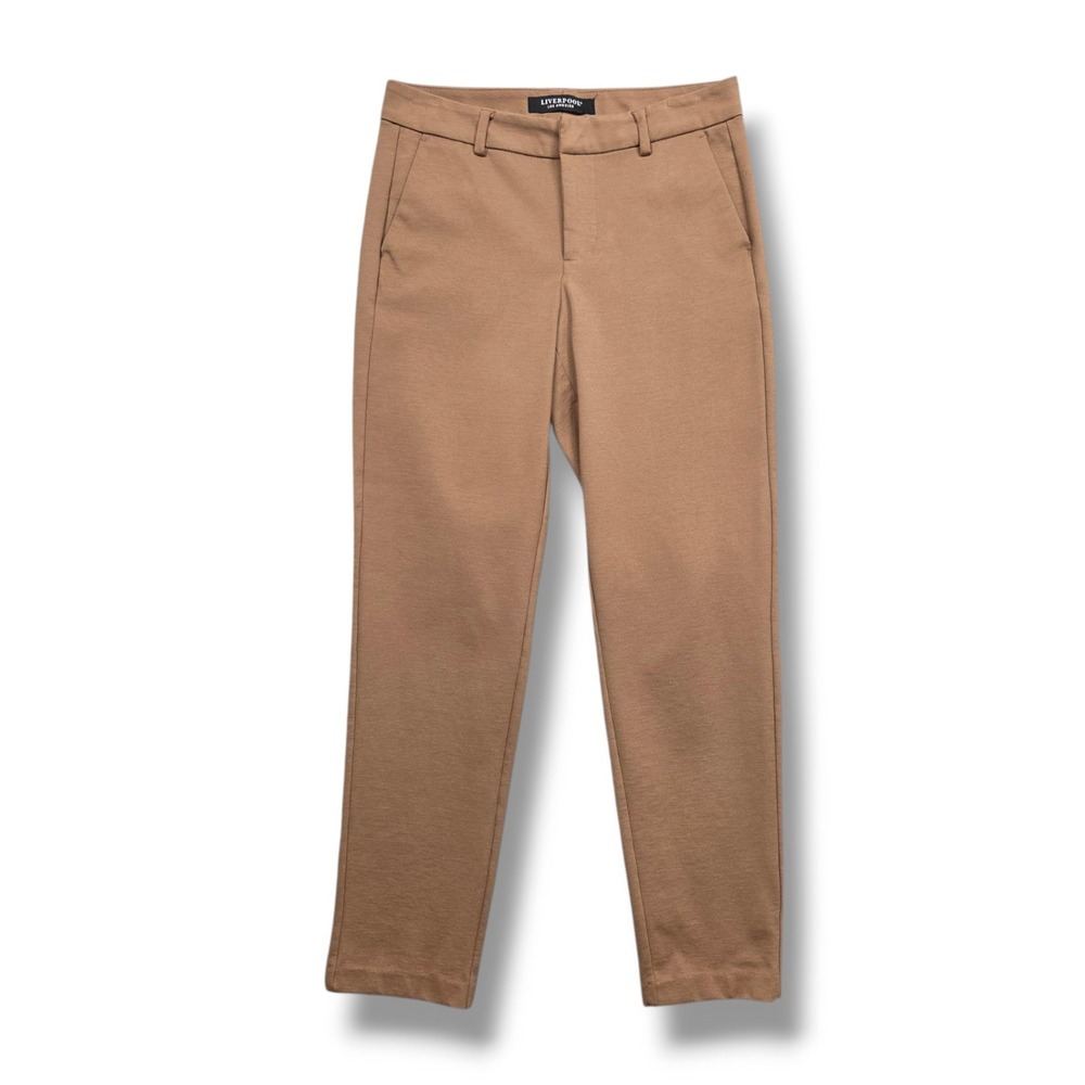 Liverpool Kelsey Knit Trouser Womens 2 Maple Mid Rise Ankle Pants Tapered Slim